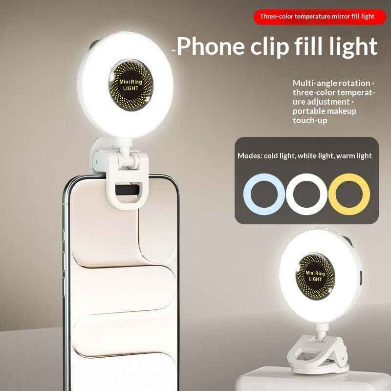 Selfie Phone Holder With Makeup Mirror & Fill Light