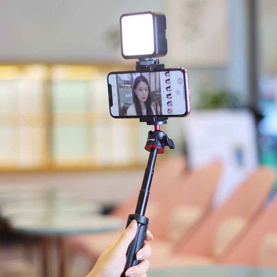 Vlog Selfie Stick with Fill Light Bracket