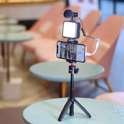 Vlog Selfie Stick with Fill Light Bracket