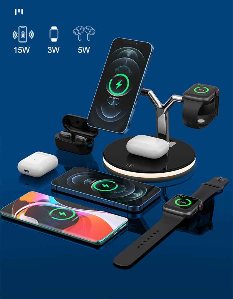 3 in 1 Magnetic Wireless Charger Stand with 15W Fast Charging
