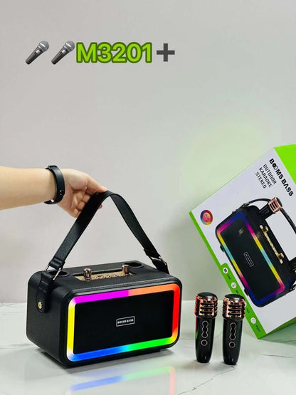 M3201 wireless speaker with microphone and accessories