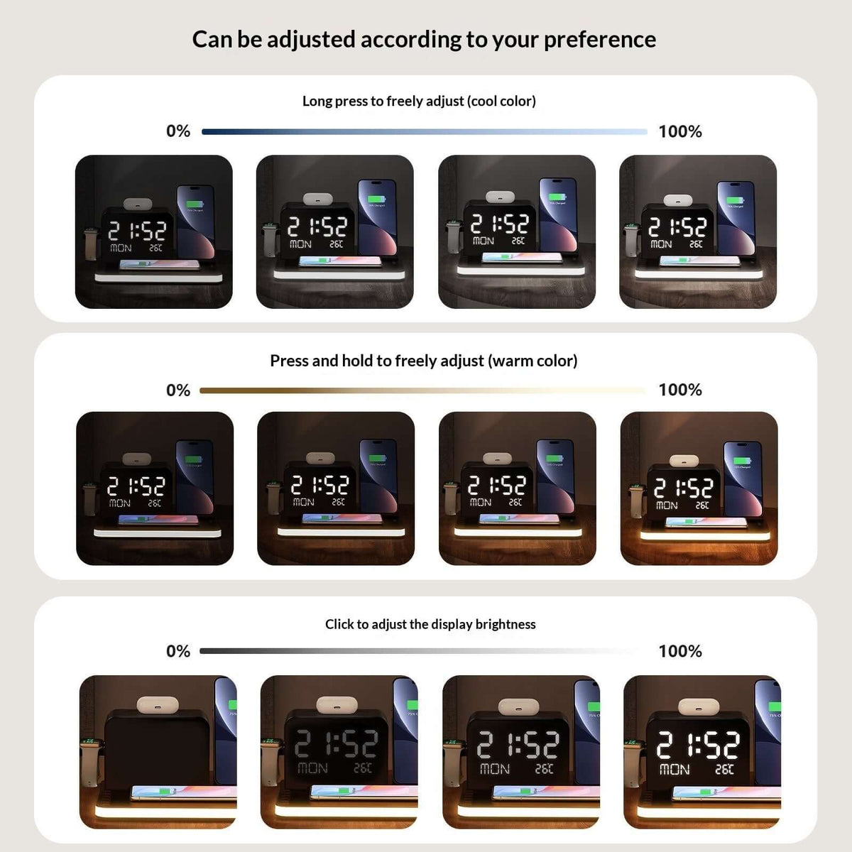 7-in-1 fast wireless charger compact design for home and office