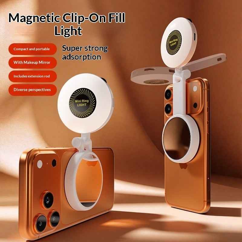 Selfie Phone Holder With Makeup Mirror &amp; Fill Light