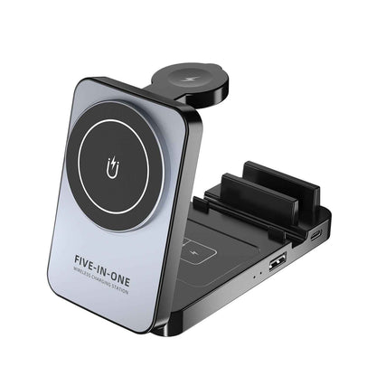 5 in 1 Wireless Charging Station with Magnetic Holder