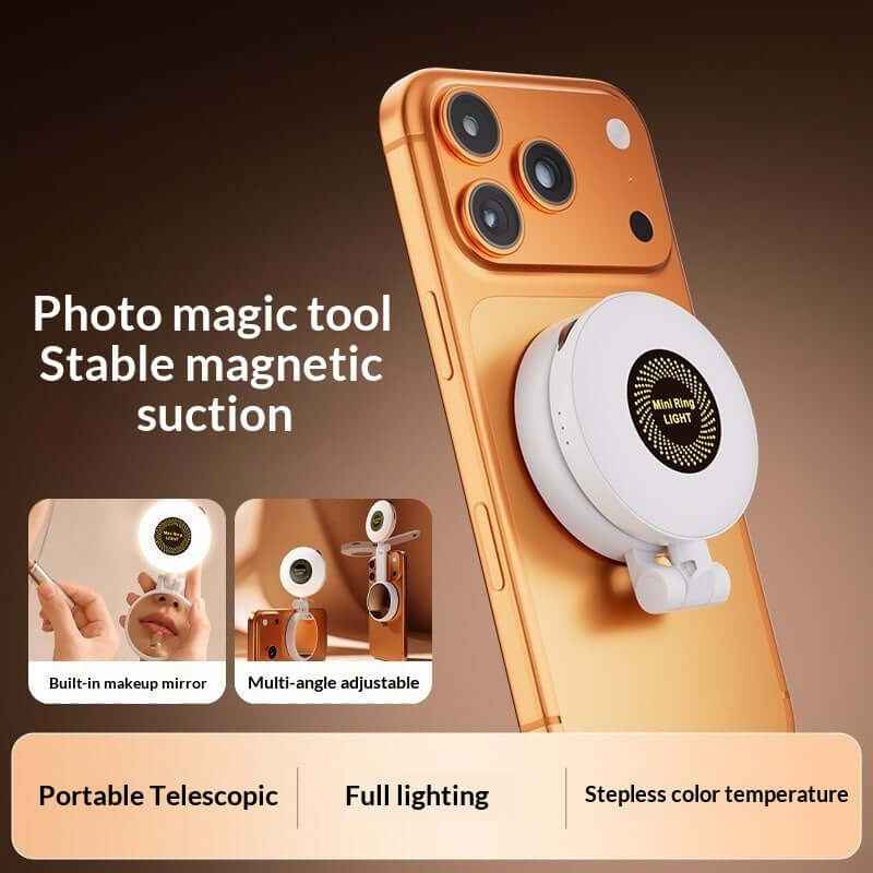 Selfie Phone Holder With Makeup Mirror &amp; Fill Light