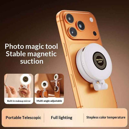 Selfie Phone Holder With Makeup Mirror &amp; Fill Light
