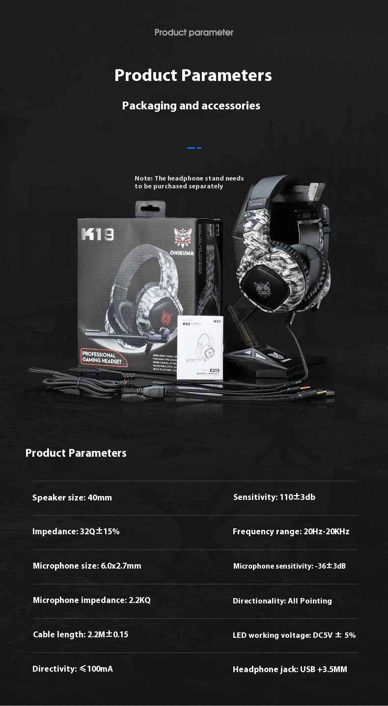 RGB Gaming Headset with Bass &amp; Microphone
