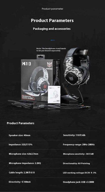 RGB Gaming Headset with Bass &amp; Microphone