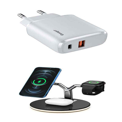 3 in 1 Magnetic Wireless Charger Stand with 15W Fast Charging